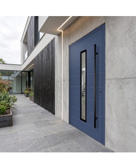 Blue modern aluminium front door