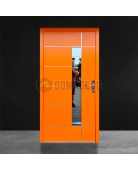 Orange contemporary aluminum front door