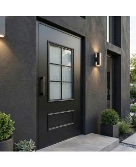 Black glazed traditional aluminium door