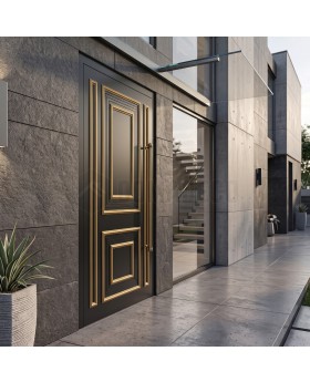 Black traditional style aluminum entrance door