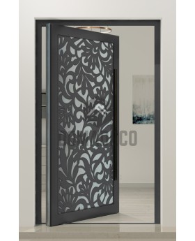 PIVOT G1 - Glass aluminum pivot door with decorative panel