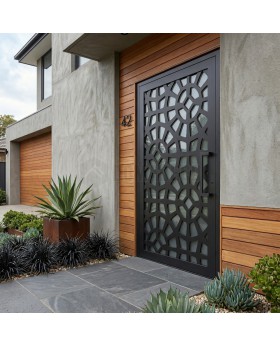 Anthracite glass front aluminium door with decorative panel