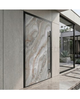 LIM Grigio - aluminium hinged door covered with grigio sintered quartz