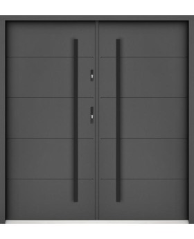 Sta Henson Double - contemporary steel double front door with ribs