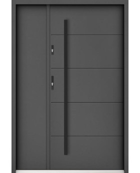 Sta Henson Uno - contemporary steel front door with ribs and side panel