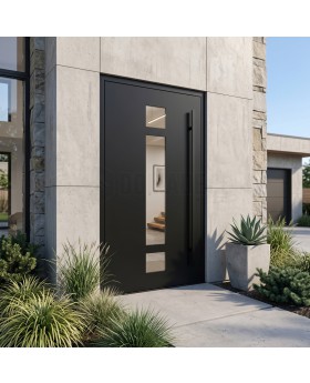 Black modern aluminium front door for homes