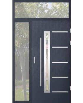 custom configuration - STA steel door with left and top glass panel (view from the outside)