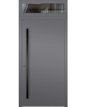 Aluminum hinged LIM door with top glass panel