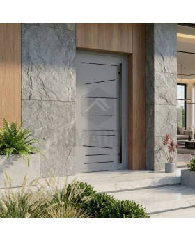 Grey aluminium entrance door