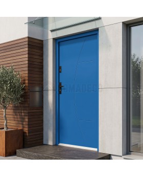 blue external house steel door