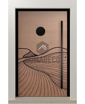 PIVOT M14 - aluminum pivot door with copper texture of milled metal