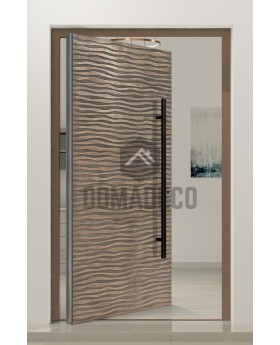 PIVOT M16 - aluminum front entry hinged door with texture of milled metal