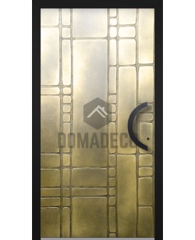 LIM M18 - aluminum hinged entry door with yellow brass texture of milled metal