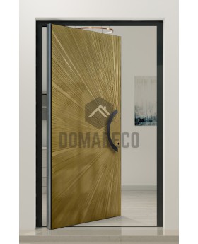 PIVOT M8 -  aluminum pivot door with gold texture of milled metal