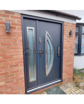 Anthracite entrance steel door with side panel