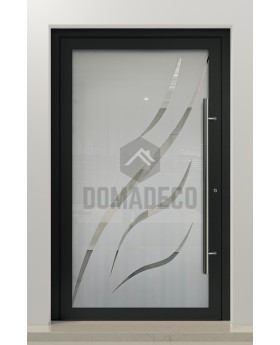 PIVOT Glass S11 - aluminum frosted pivot door with transparent decor