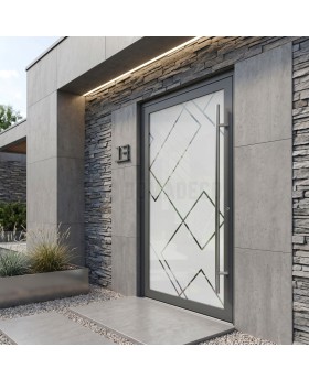 Anthracite quality frosted front door with transparent decor