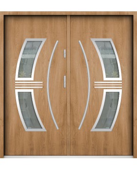 Turners oak luxury steel double door with glass
