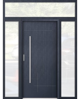 custom configuration - STA steel front door with left, right and top glass panels