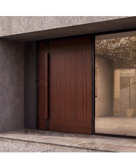 aluminium front door covered mahogany sublimated wood