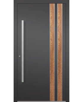 LIM V28 - aluminum entrance door with wooden decor
