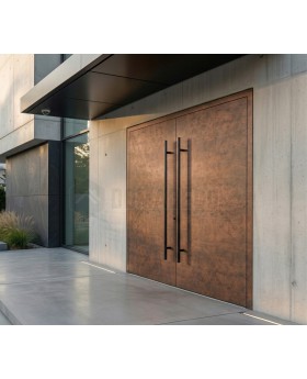 Rust double aluminium front door covered with sintered quartz