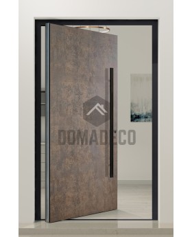PIVOT V53 - rust aluminum pivot door covered with rust sintered quartz
