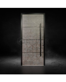 aluminum entry door covered with sintered quartz