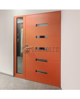 Orange contemporary aluminum front door