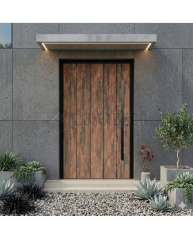 entry door covered Tambora High Pressure Laminate wood imitation