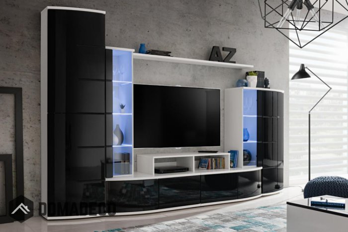 Laredo black white modern entertainment center Domadeco