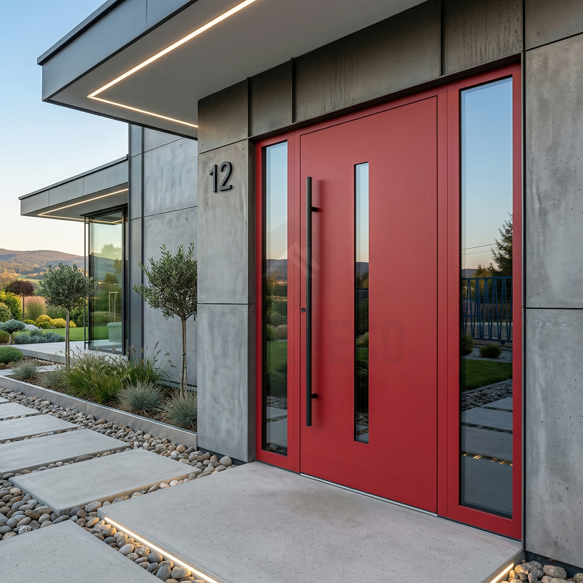 Red aluminum front door
