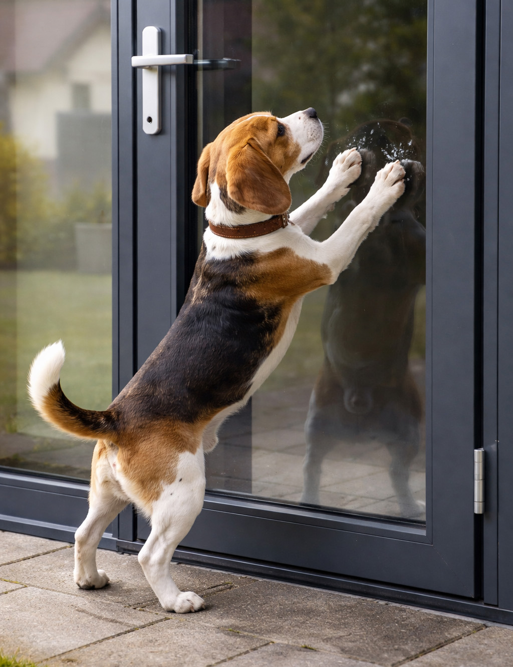 How can you prevent your dog from scratching the doors 