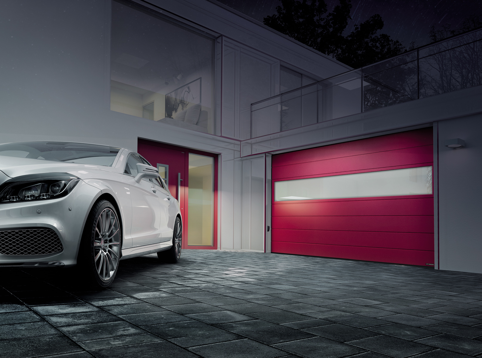 Red Sectional Garage Door